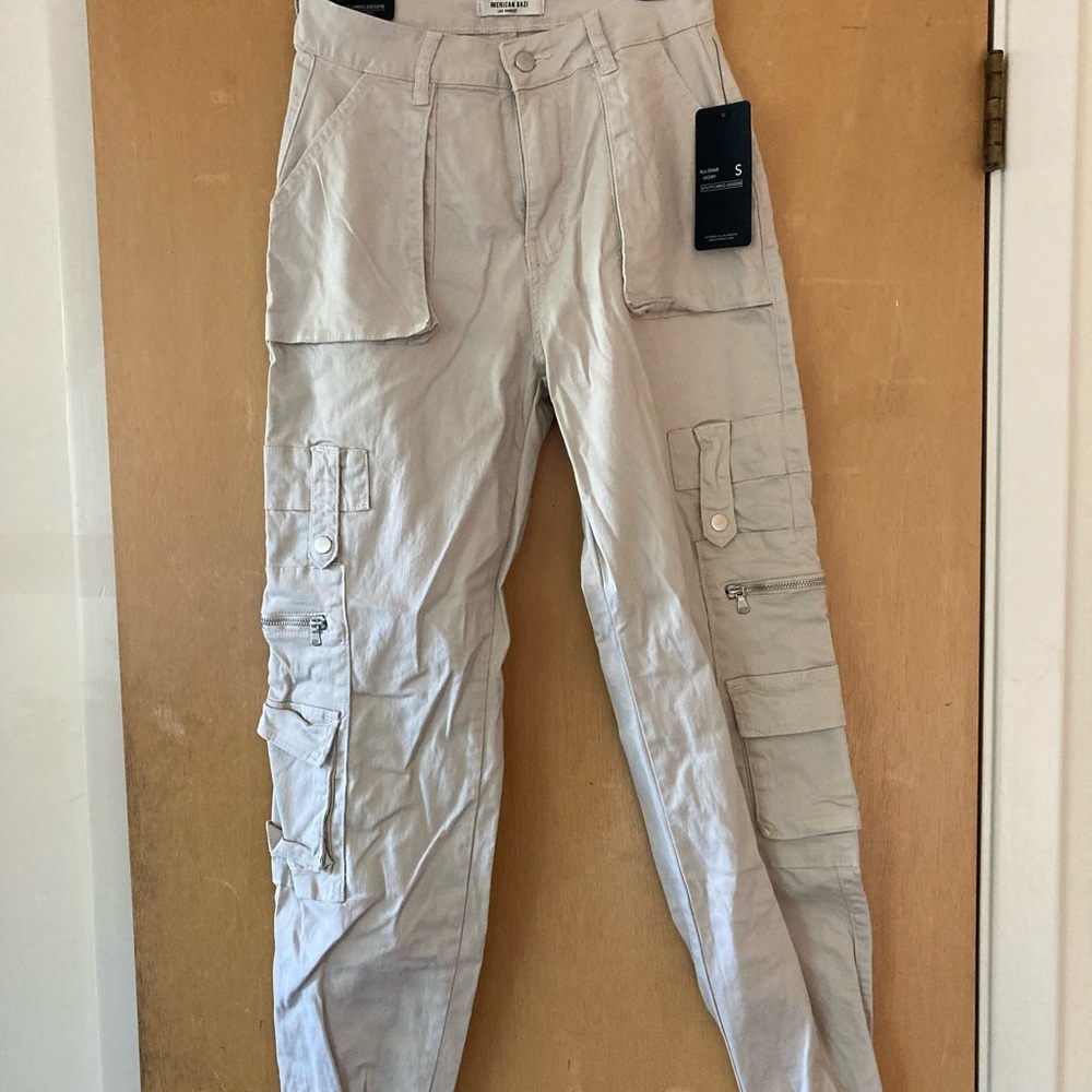 NWT American Bazi Ivory Cargo Joggers - Picture 5 of 7